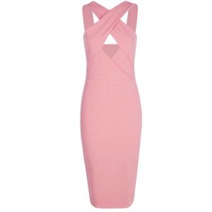 Sondra Cross Over Detail Midi Bodycon Dress